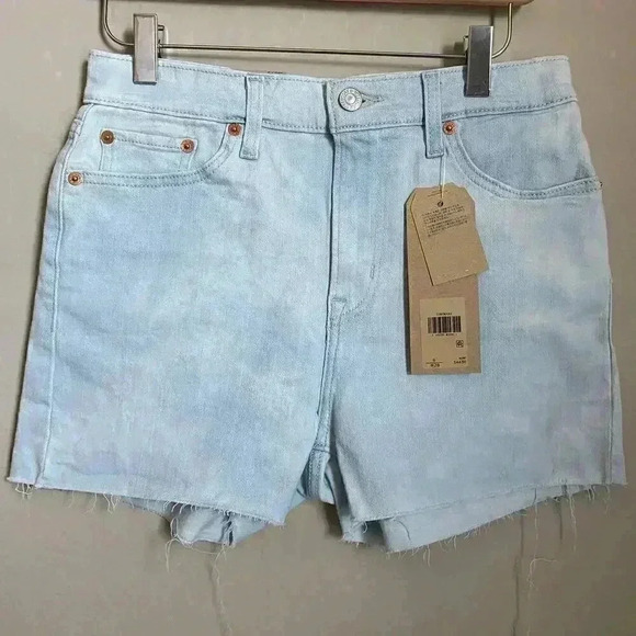 Levi's High Rise Bleached Wash Shorts Size 28 - Picture 1 of 9